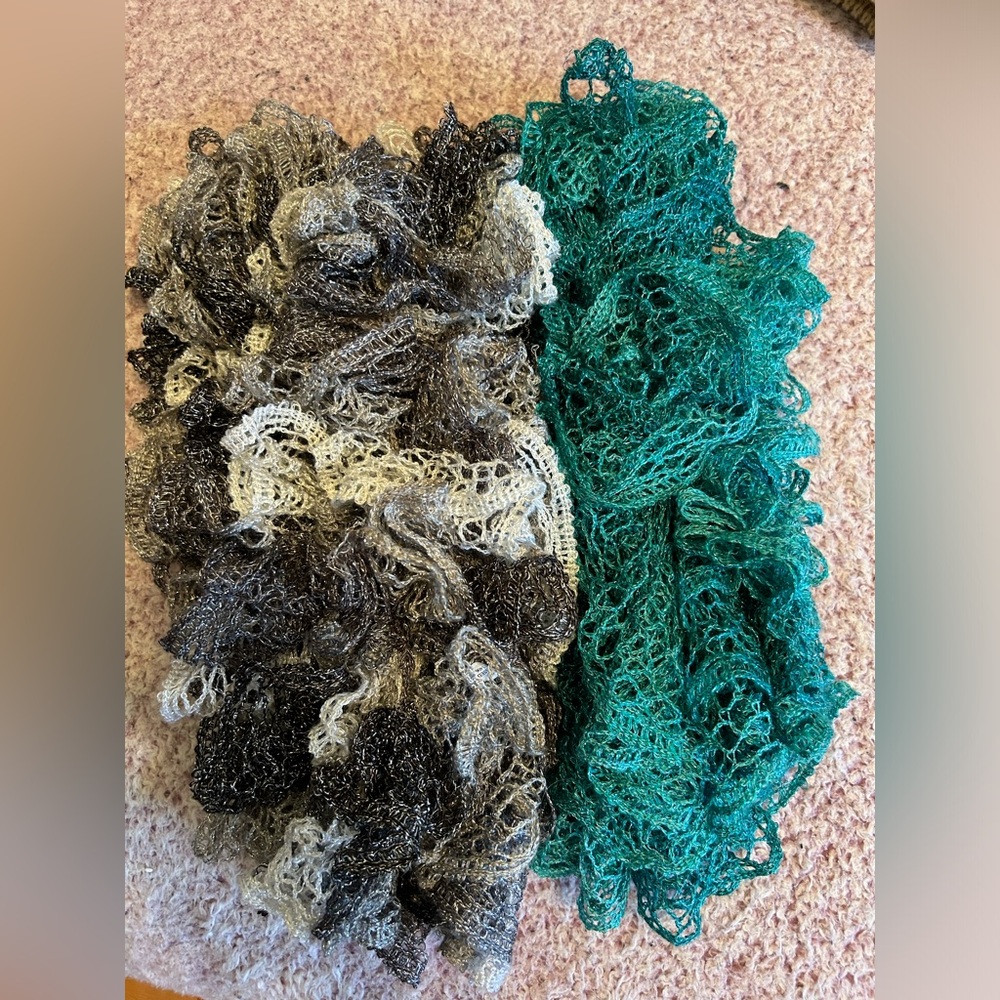 2 Scarves barely worn and hand made!